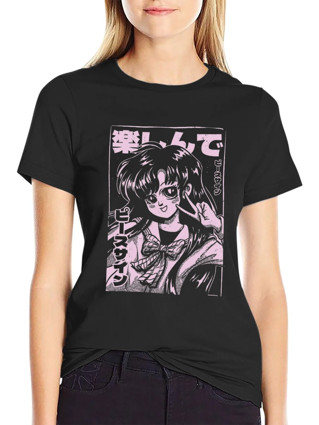 Anime Girl Graphic Tee - Black product image 1