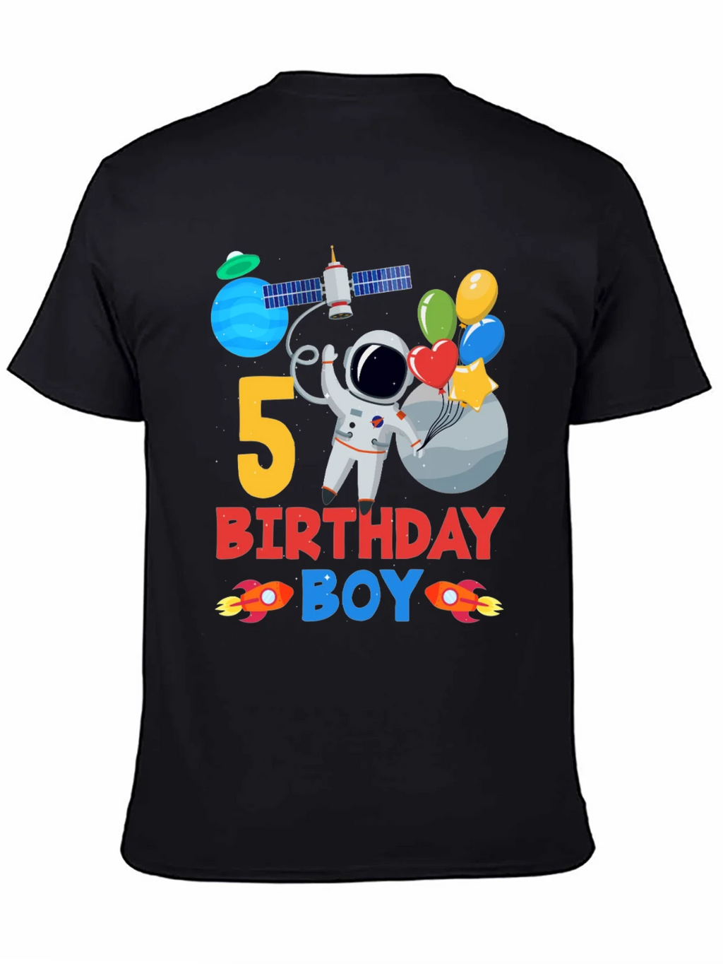 5th Birthday Boy Space T-Shirt product image 4