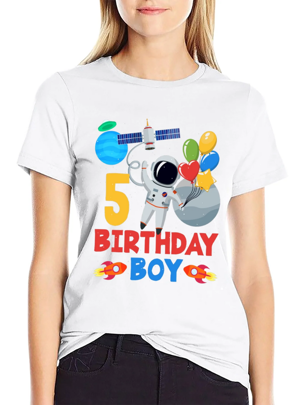 5th Birthday Boy Space T-Shirt product image 8