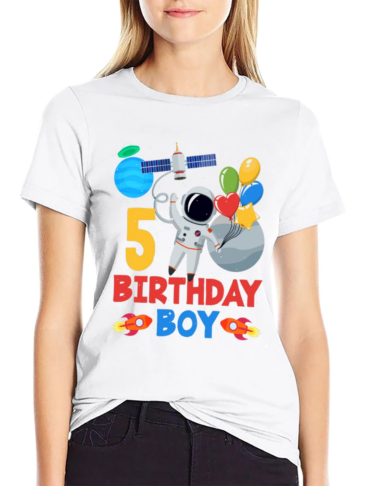 5th Birthday Boy Space T-Shirt product image 8