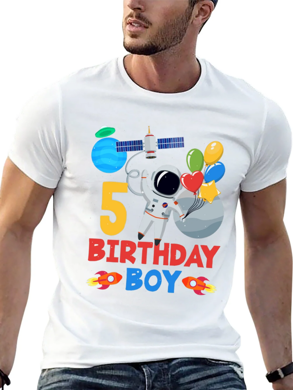 5th Birthday Boy Space T-Shirt product image 12