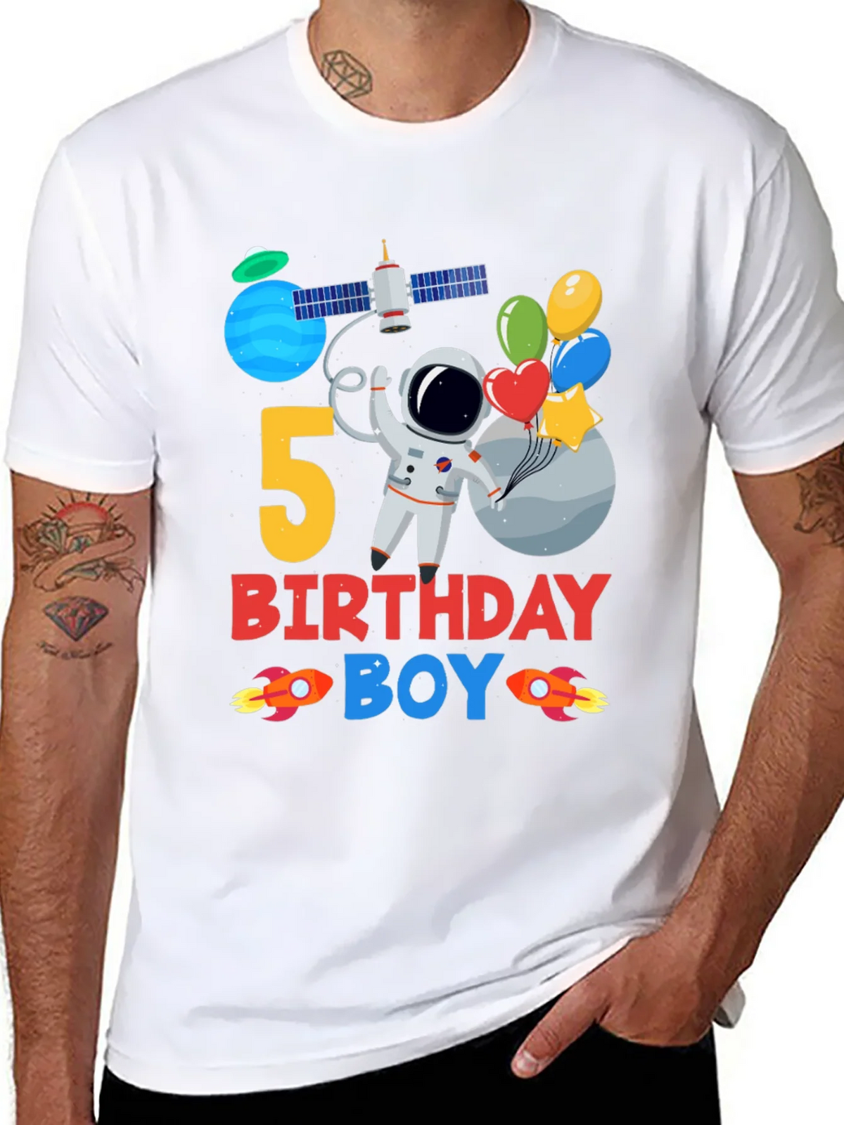 5th Birthday Boy Space T-Shirt product image 7