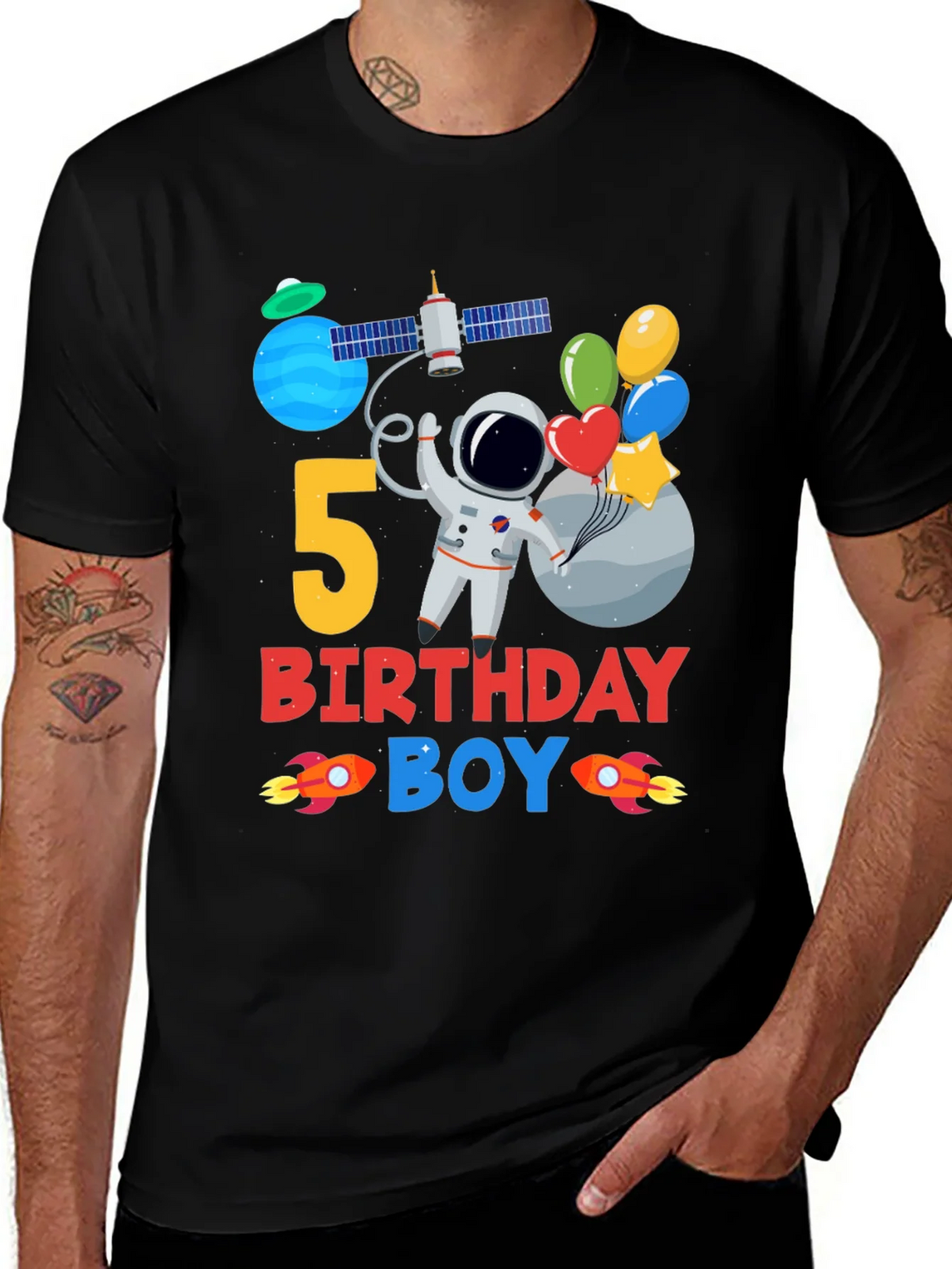 5th Birthday Boy Space T-Shirt product image 1
