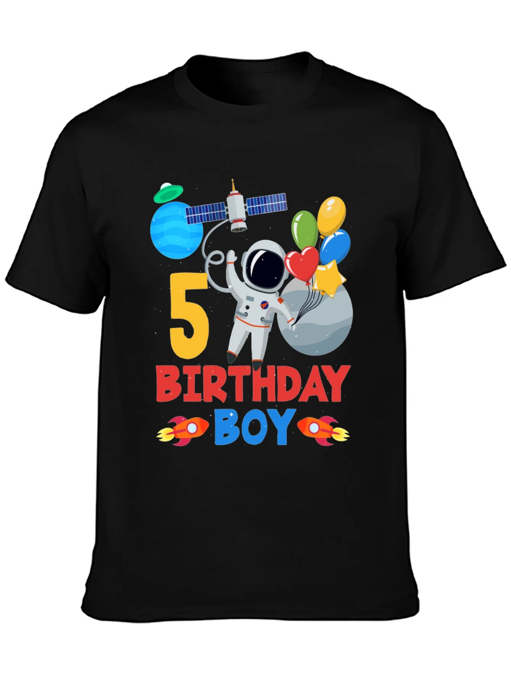 5th Birthday Boy Space T-Shirt product image 3