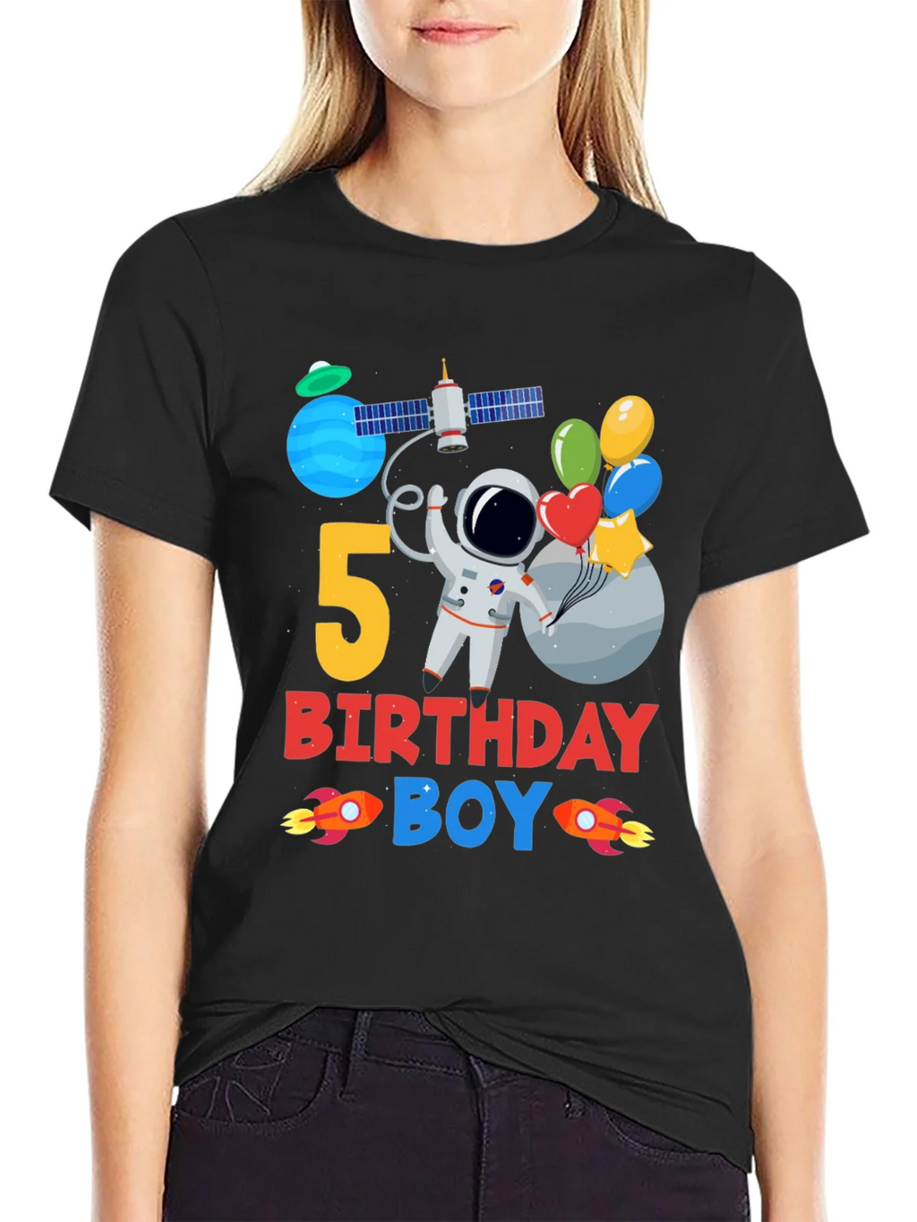 5th Birthday Boy Space T-Shirt product image 2