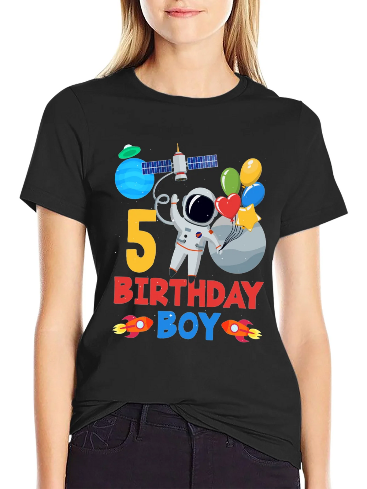 5th Birthday Boy Space T-Shirt product image 2