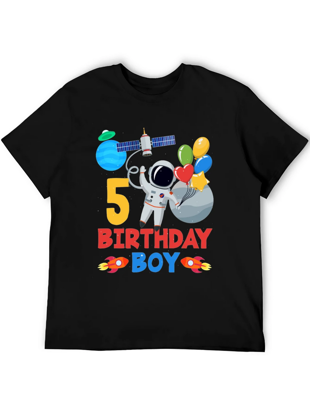 5th Birthday Boy Space T-Shirt product image 5