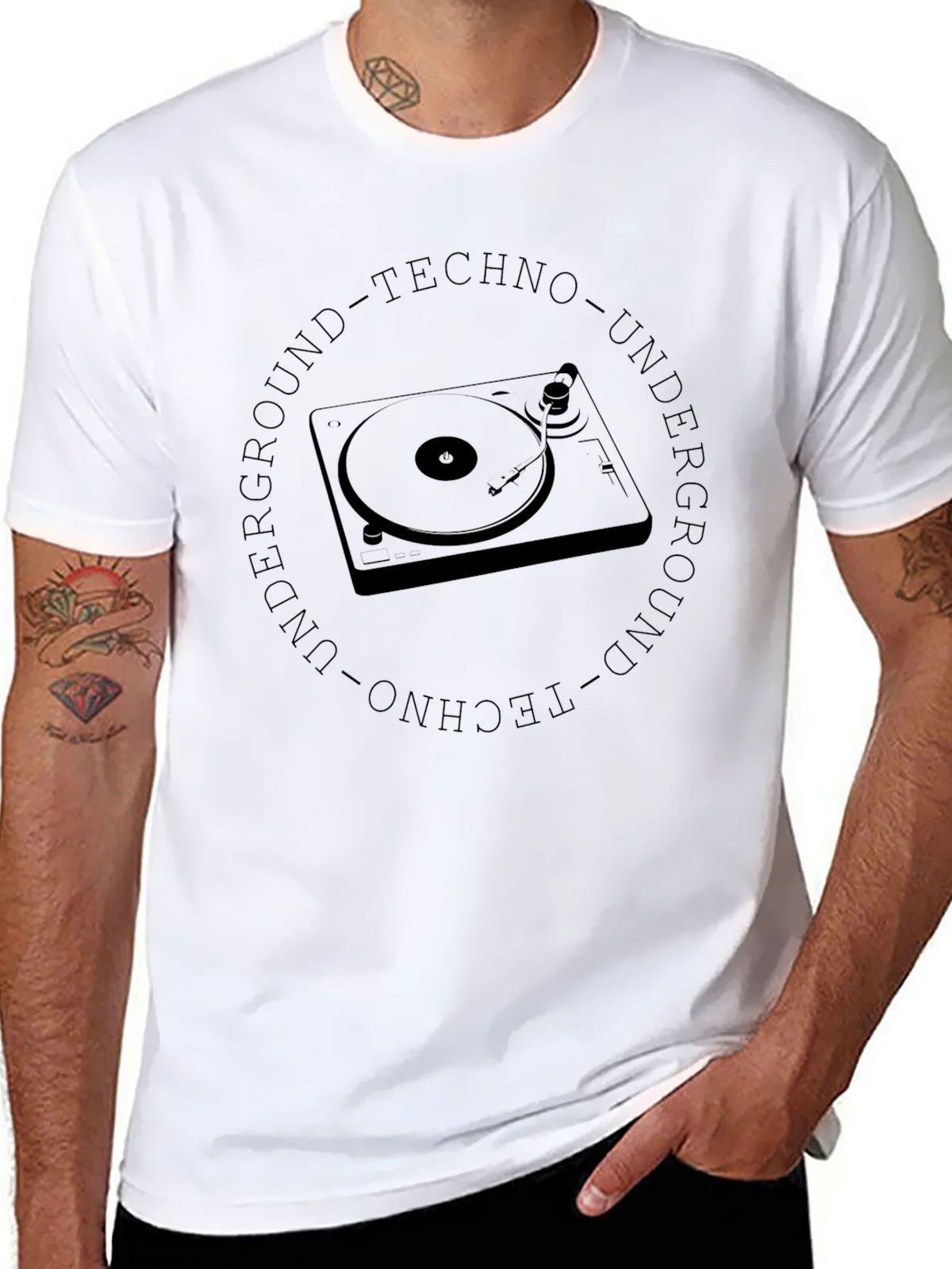 Underground Techno Turntable Black T-Shirt product image 7