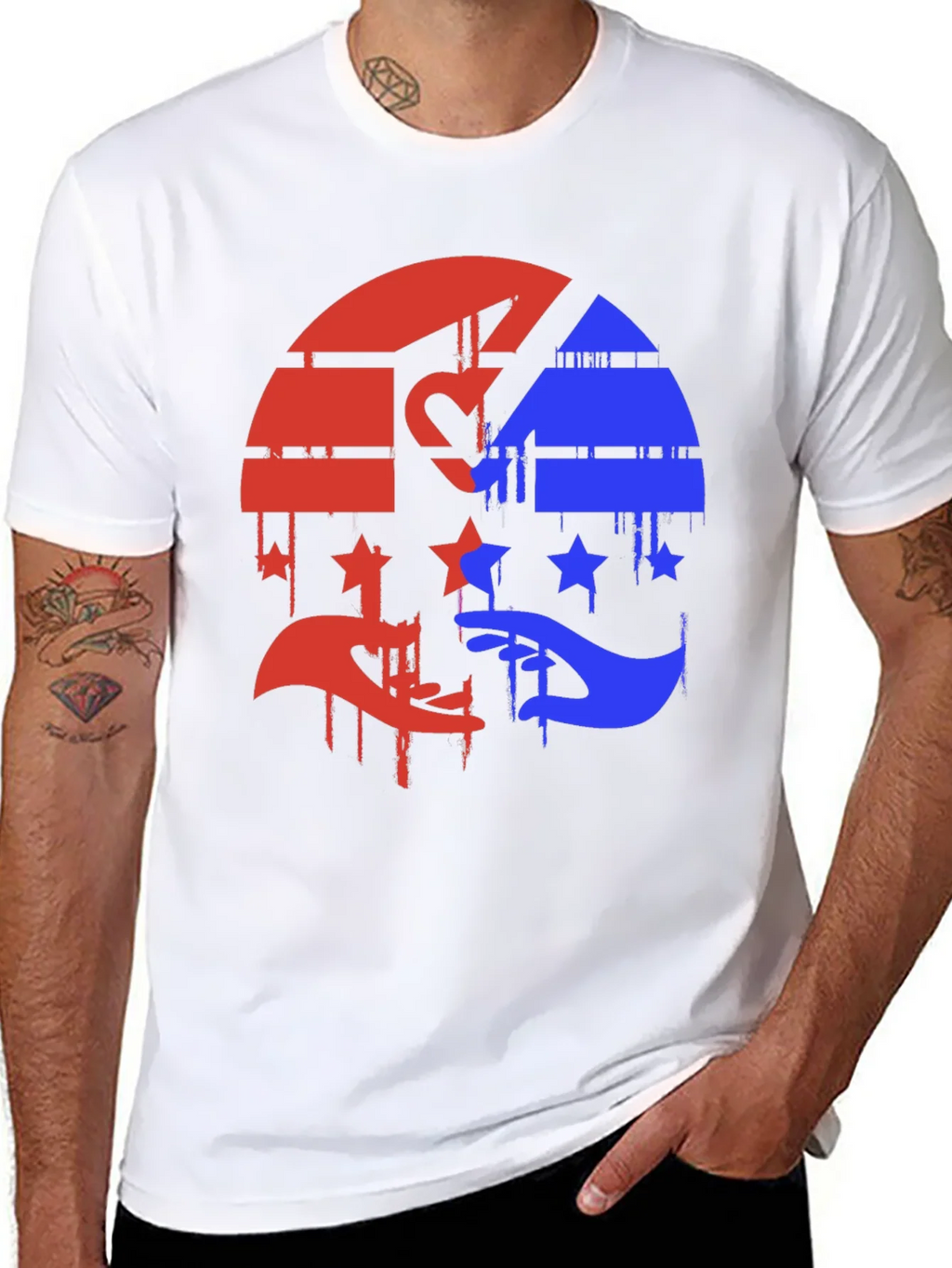 Red & Blue Graphic Tee - Abstract Design product image 7