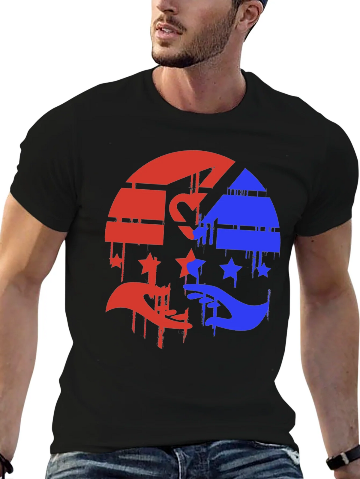 Red & Blue Graphic Tee - Abstract Design product image 6