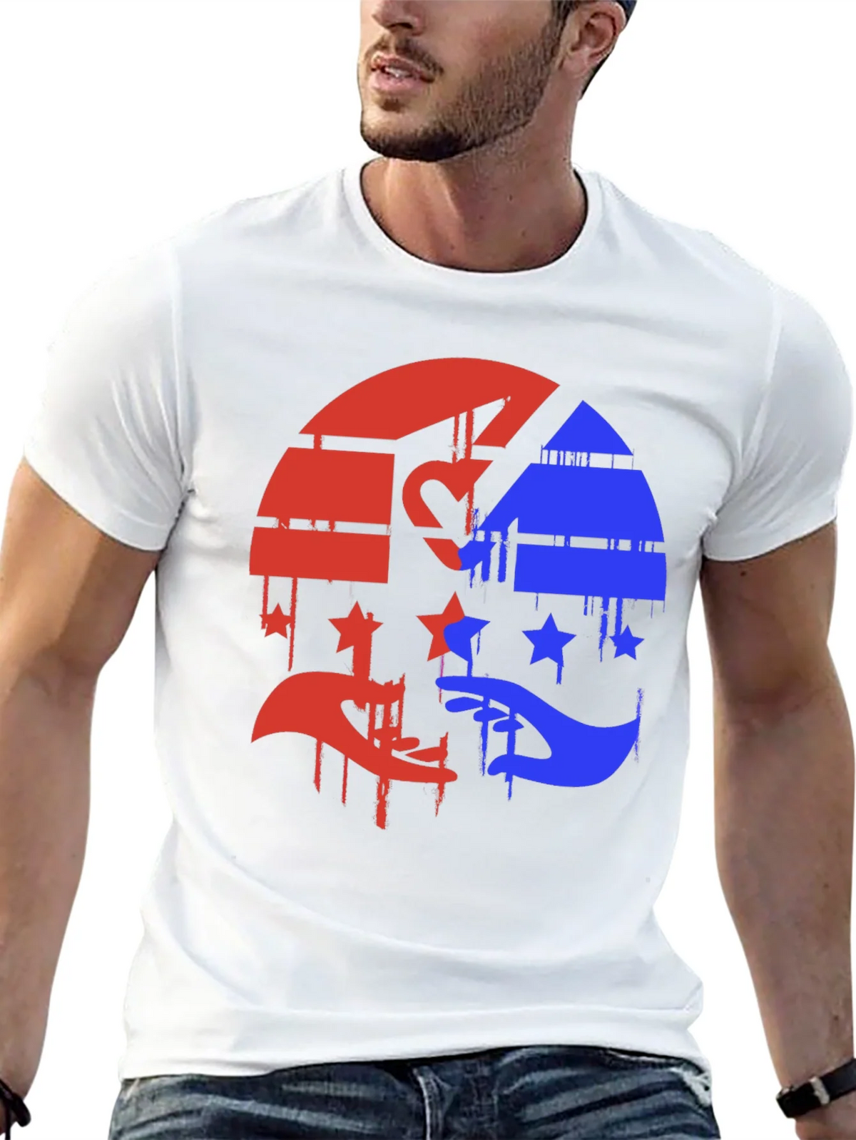 Red & Blue Graphic Tee - Abstract Design product image 12