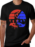 Red & Blue Graphic Tee - Abstract Design product image 1