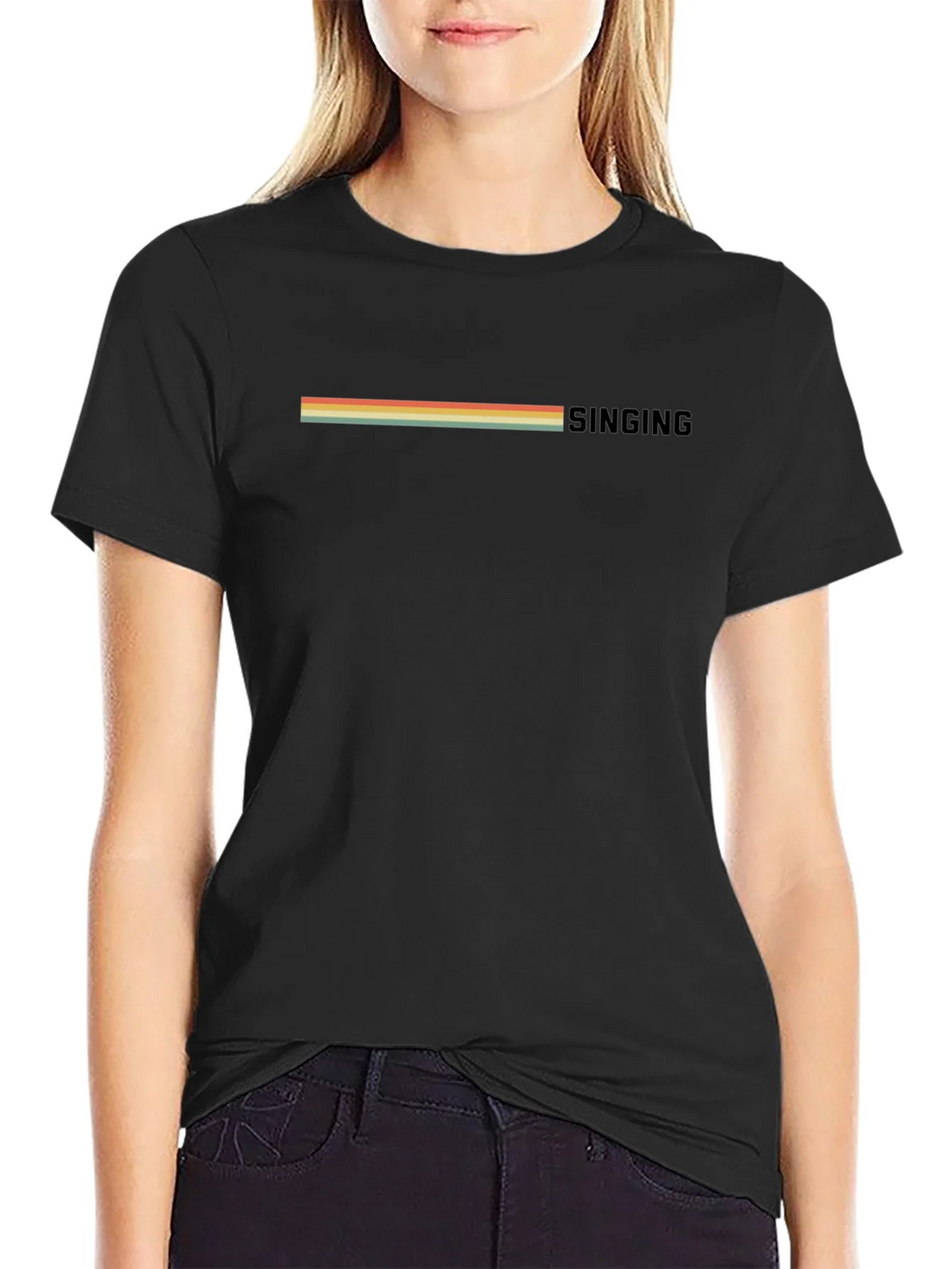 Retro Singing T-Shirt - Vintage Stripe Design product image 2