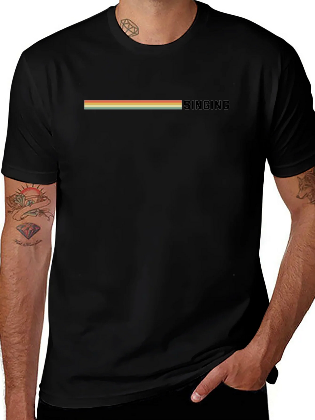 Retro Singing T-Shirt - Vintage Stripe Design product image 1