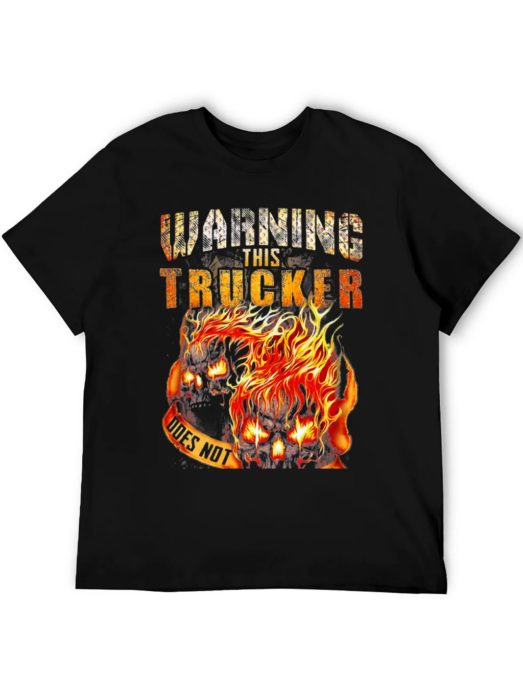 Warning This Trucker Skull Graphic Tee - Black Cotton Blend product image 5