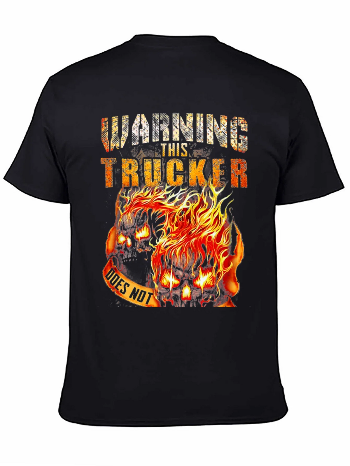 Warning This Trucker Skull Graphic Tee - Black Cotton Blend product image 4