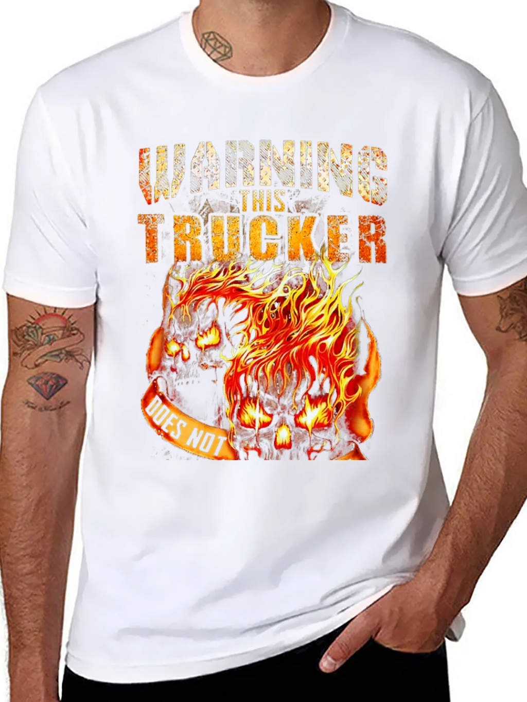 Warning This Trucker Skull Graphic Tee - Black Cotton Blend product image 7