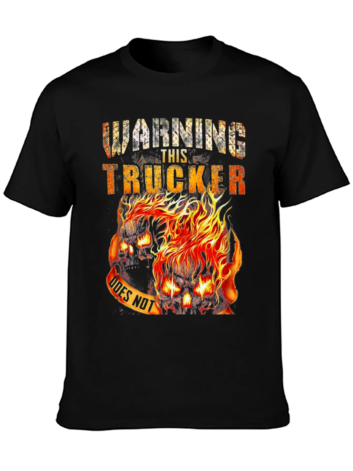 Warning This Trucker Skull Graphic Tee - Black Cotton Blend product image 3
