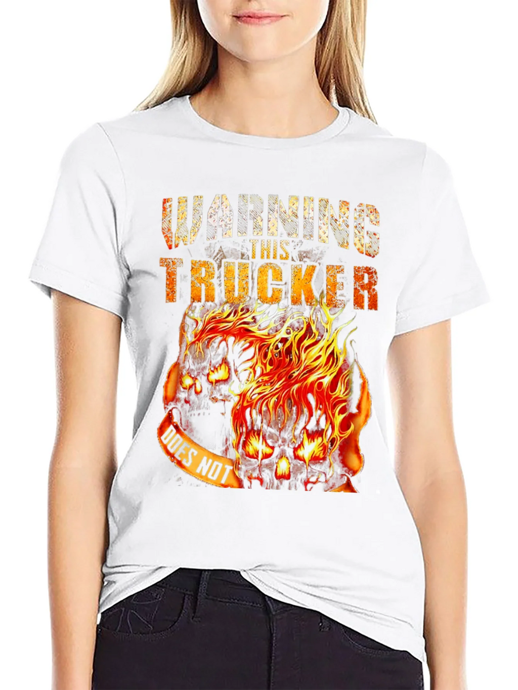 Warning This Trucker Skull Graphic Tee - Black Cotton Blend product image 8