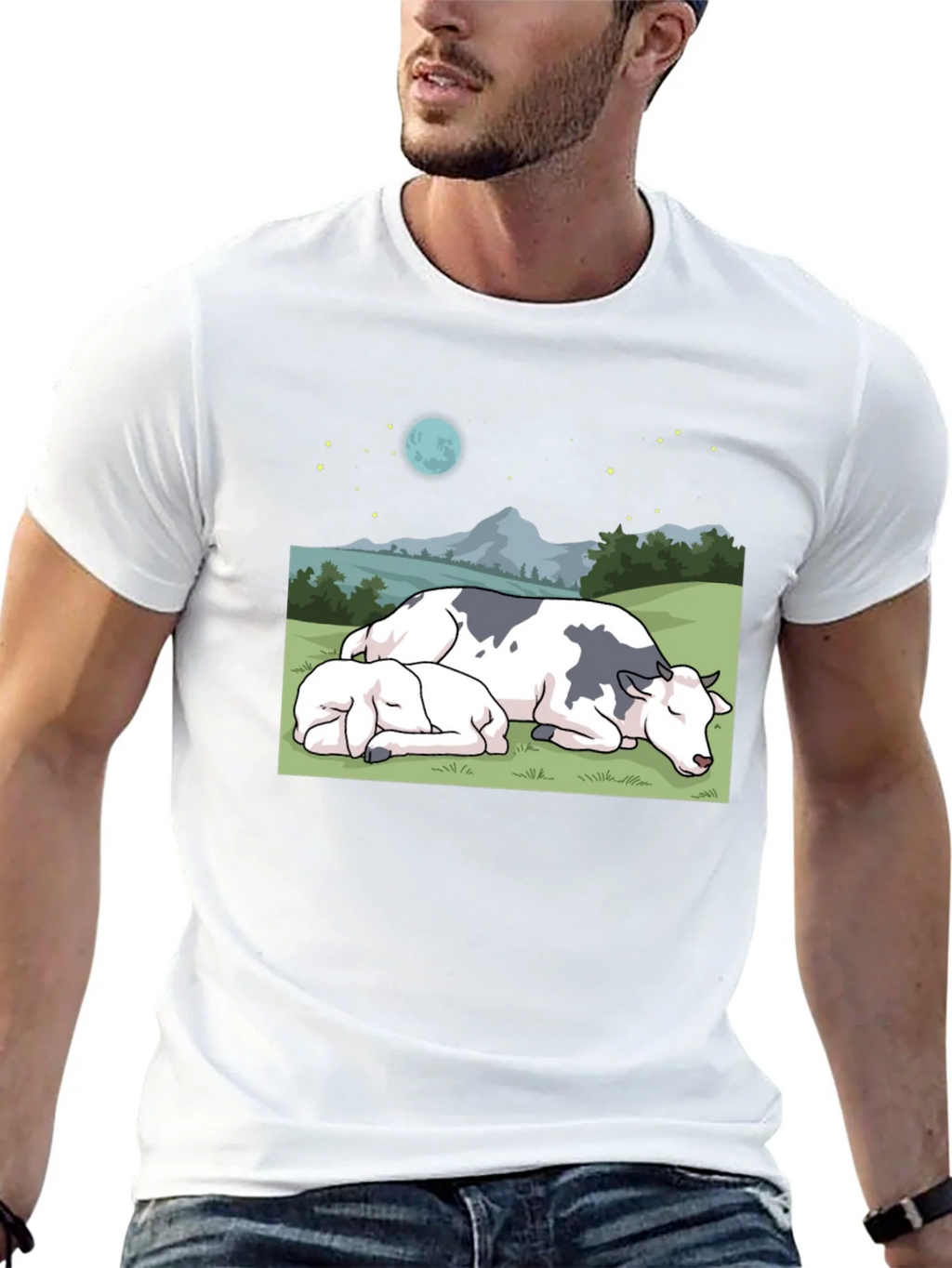 Cow & Calf Night Scene T-Shirt product image 12
