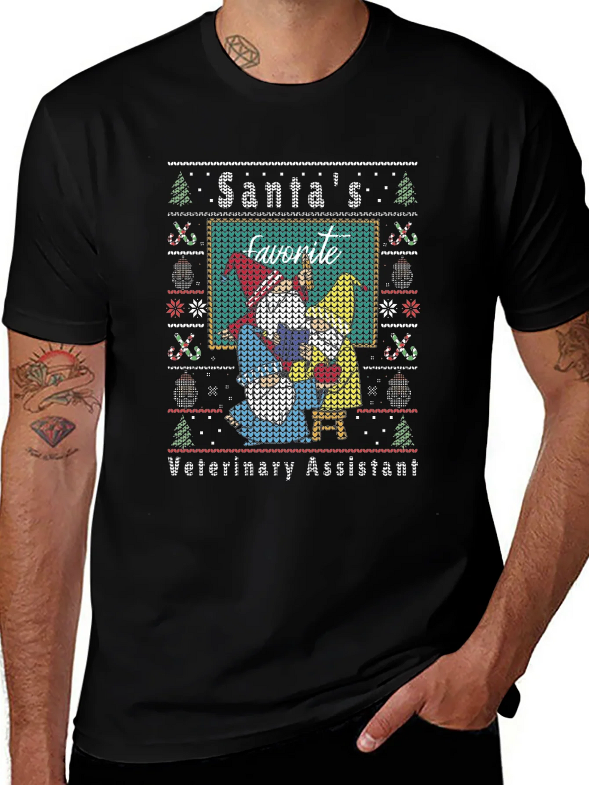 Santas Favorite Veterinary Assistant Christmas T-Shirt product image 1