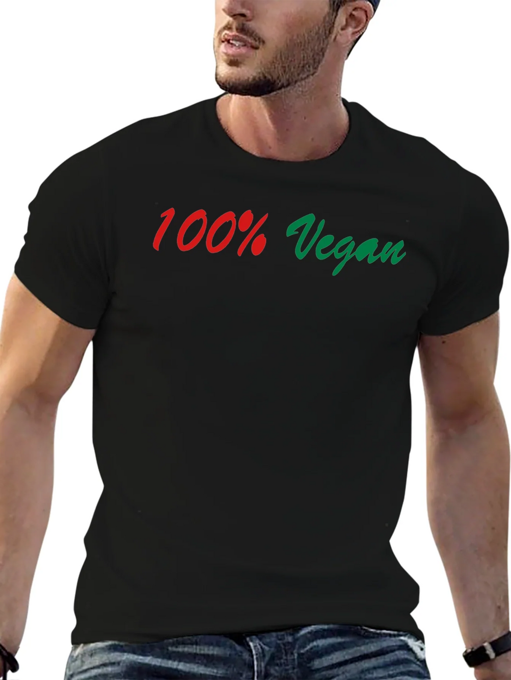 100% Vegan Graphic Tee - Black product image 6