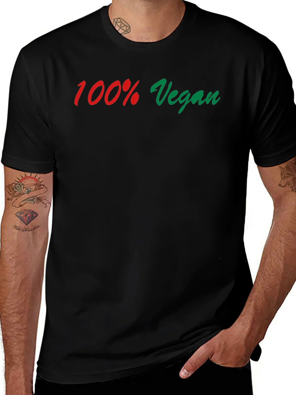 100% Vegan Graphic Tee - Black product image 1