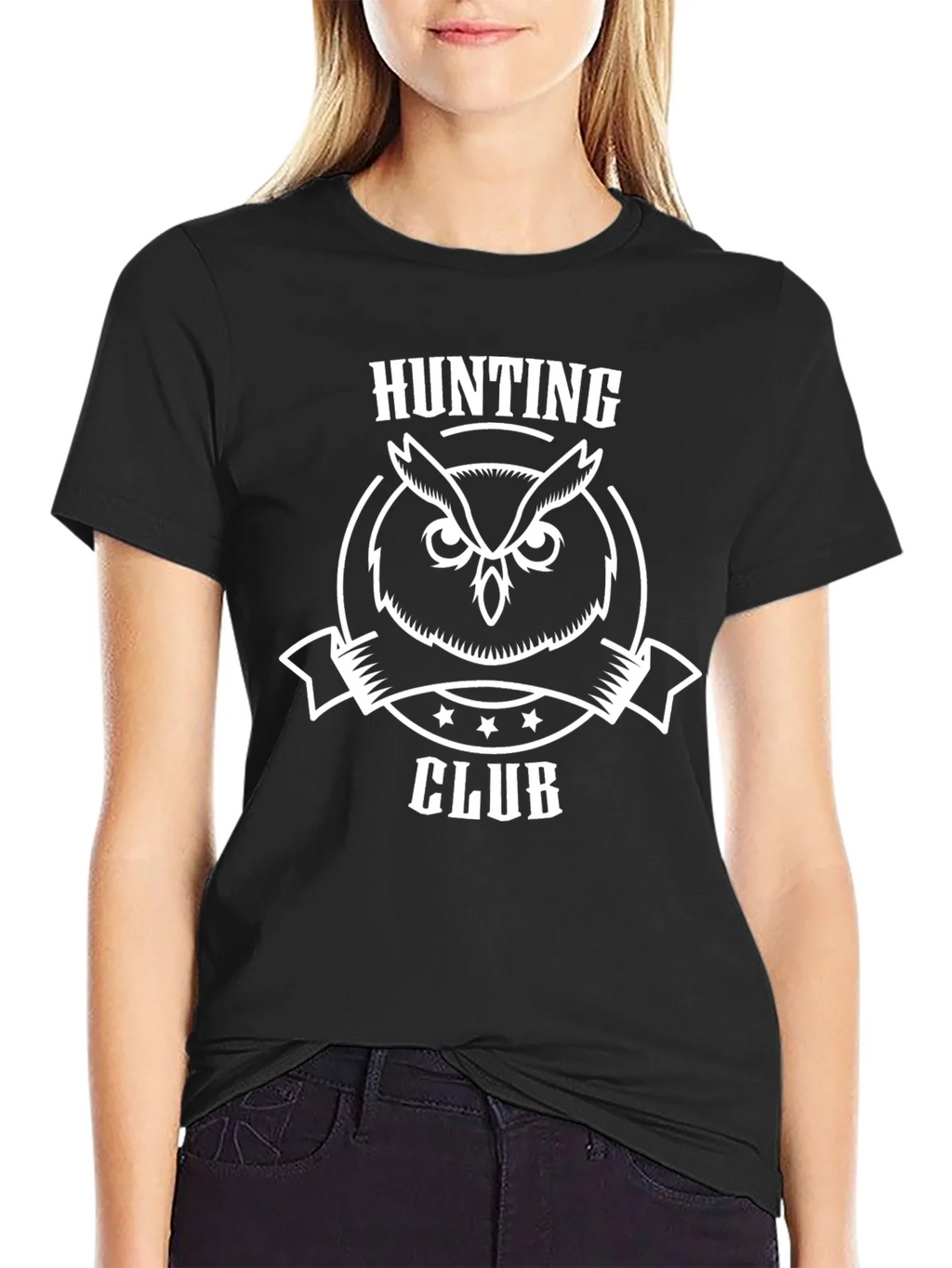 Hunting Club Owl T-Shirt - Black Cotton Tee product image 2
