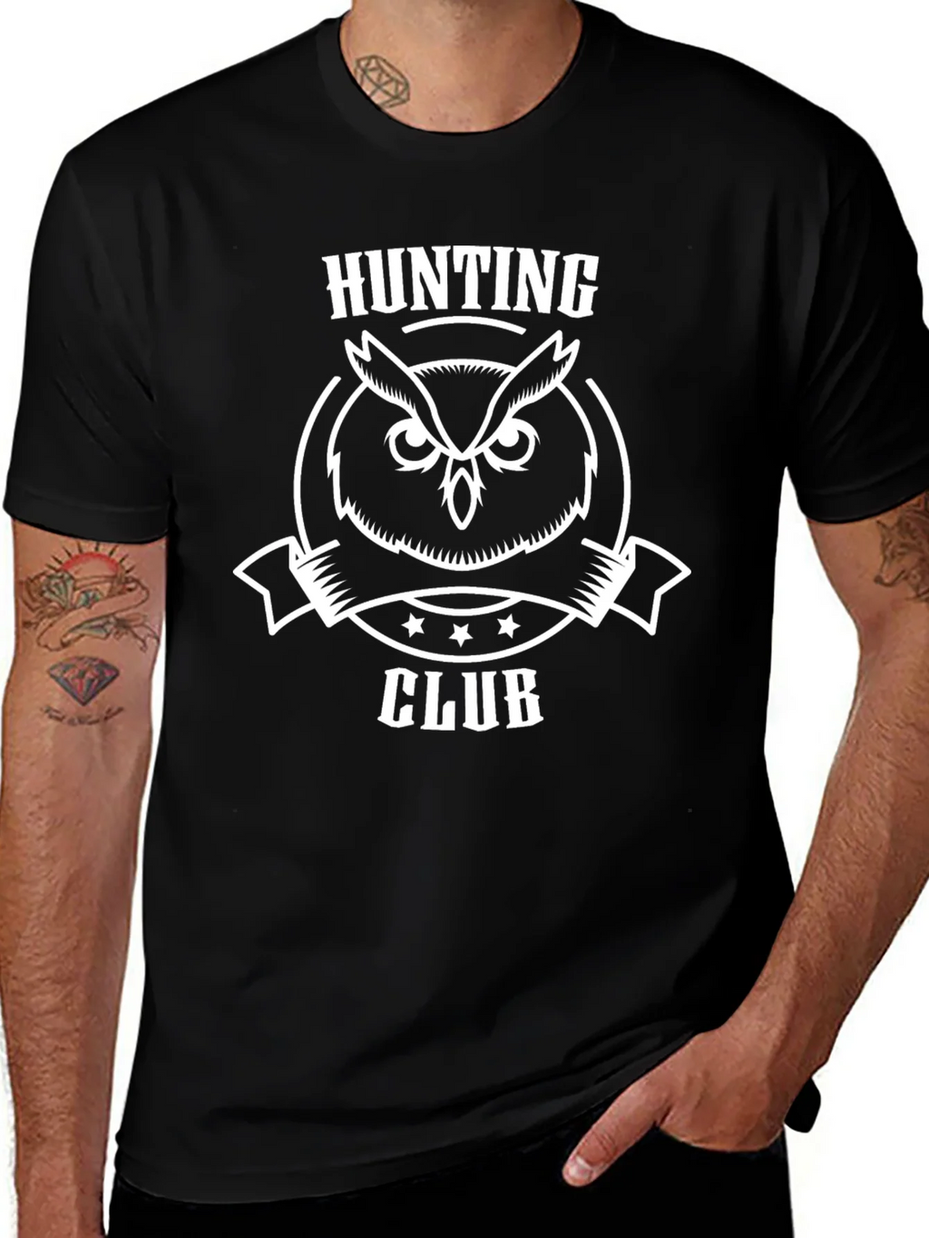 Hunting Club Owl T-Shirt - Black Cotton Tee product image 1