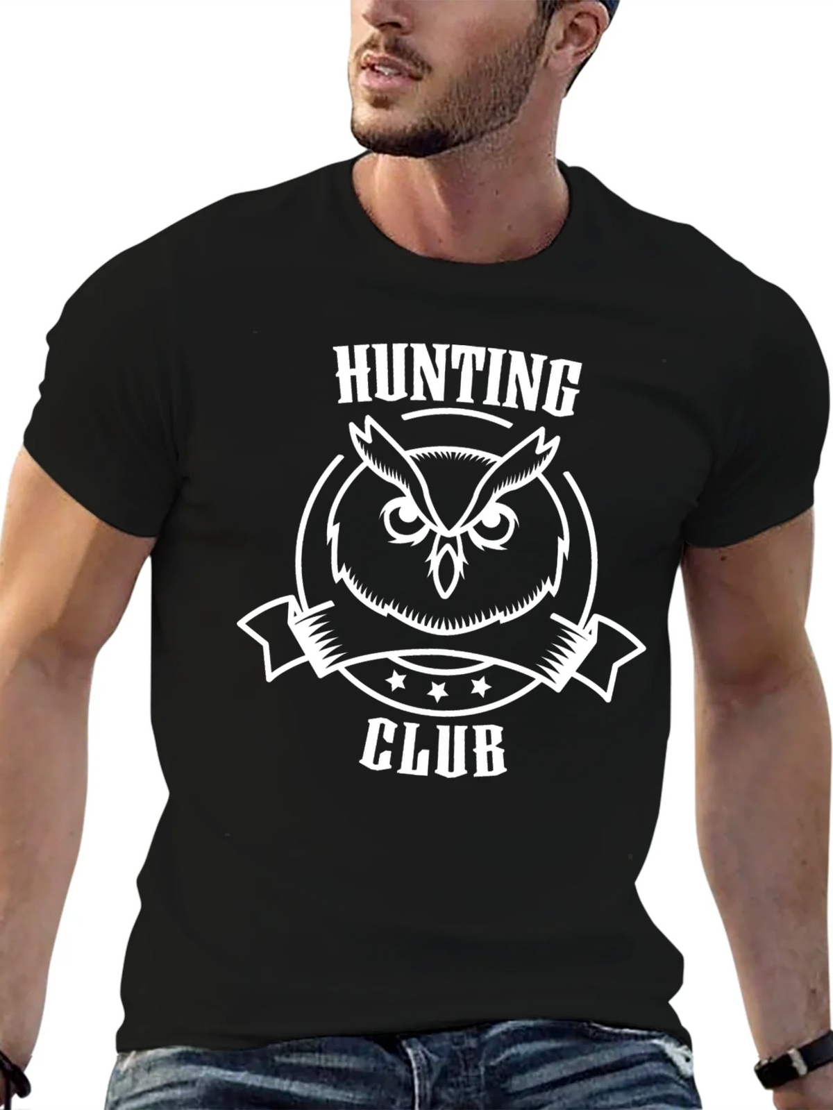 Hunting Club Owl T-Shirt - Black Cotton Tee product image 6