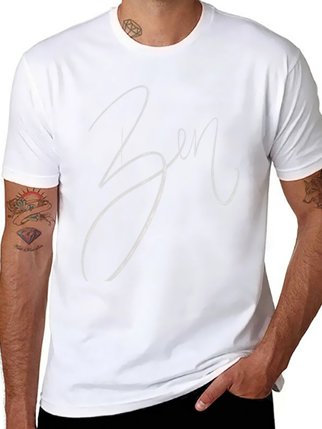 Zen Script Tee - Stylish Black Cotton Blend T-Shirt product image 7