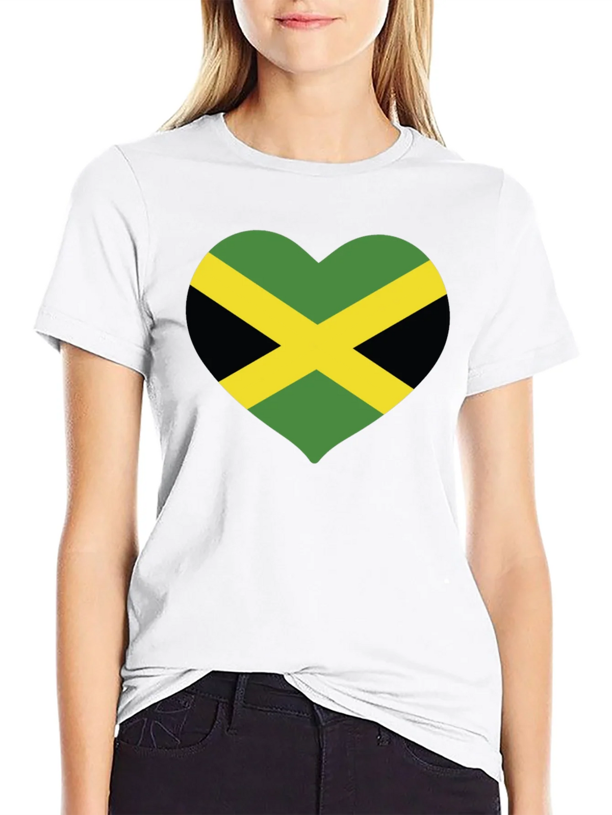 Jamaica Flag Heart T-Shirt - Black product image 8