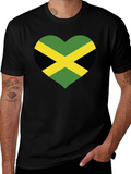 Jamaica Flag Heart T-Shirt - Black product image 1