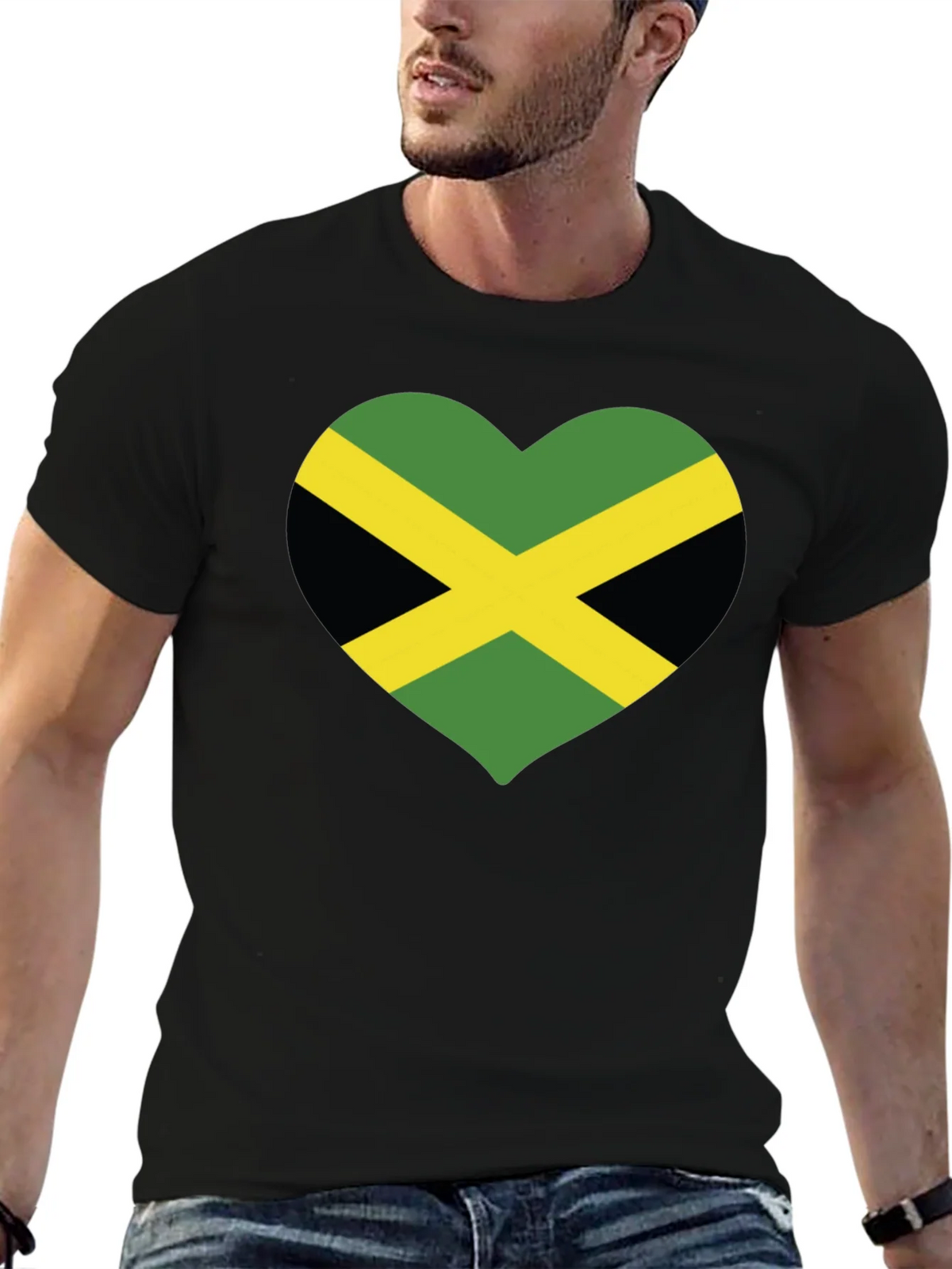 Jamaica Flag Heart T-Shirt - Black product image 6