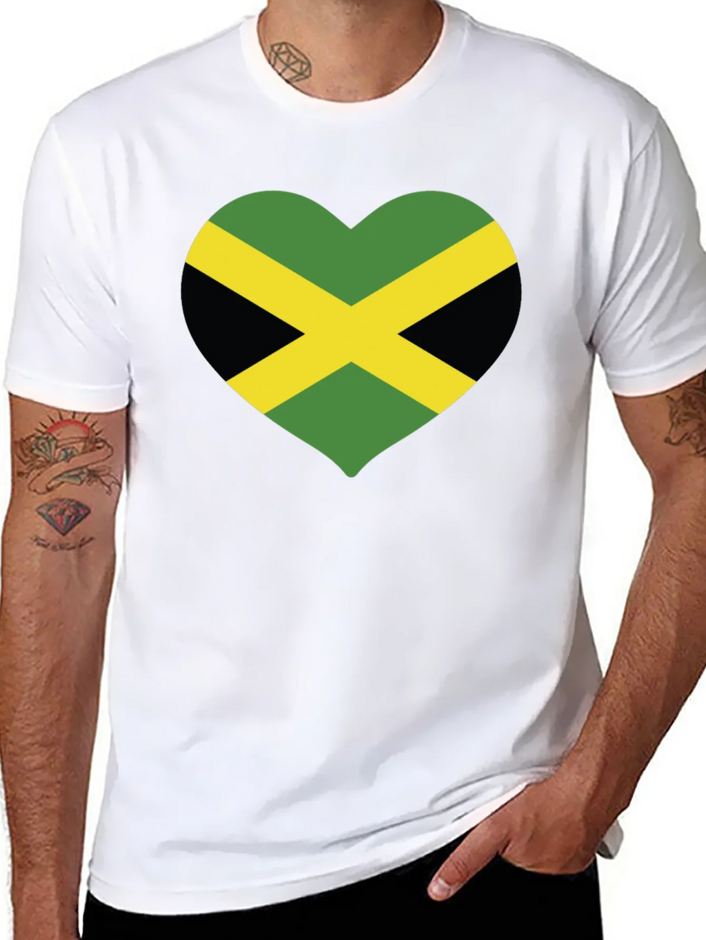 Jamaica Flag Heart T-Shirt - Black product image 7