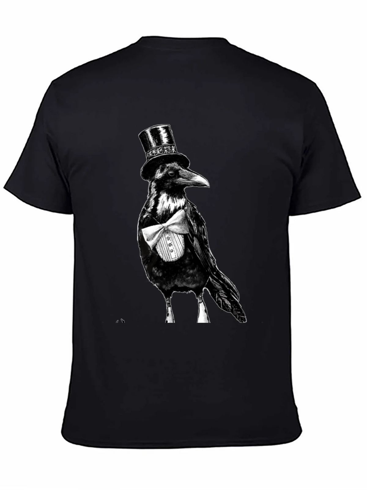 Raven Tuxedo Graphic Tee - Dapper Bird Black T-Shirt