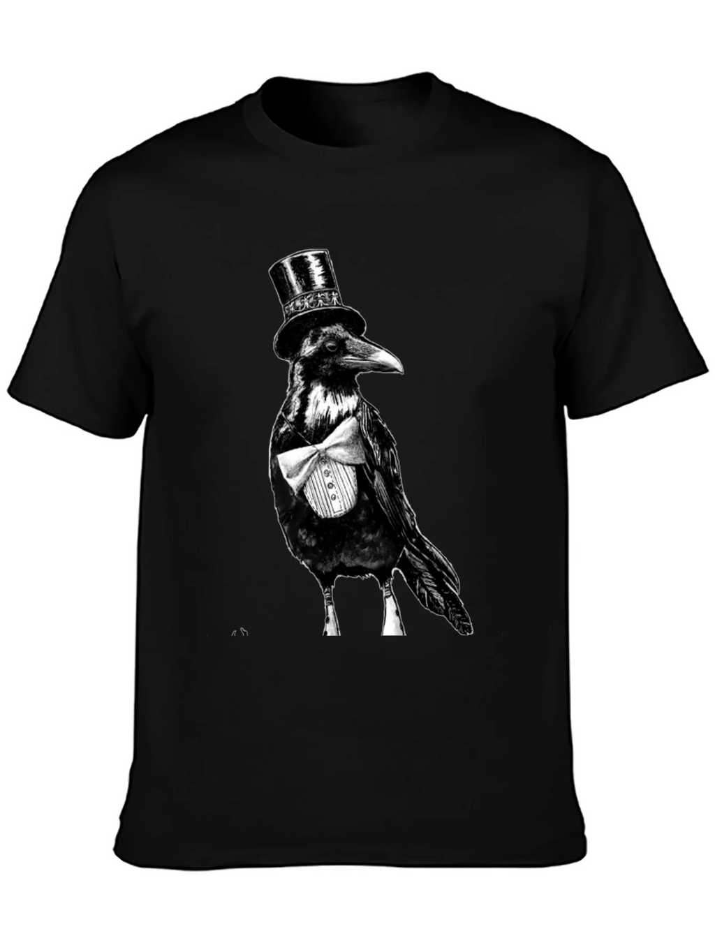Raven Tuxedo Graphic Tee - Dapper Bird Black T-Shirt