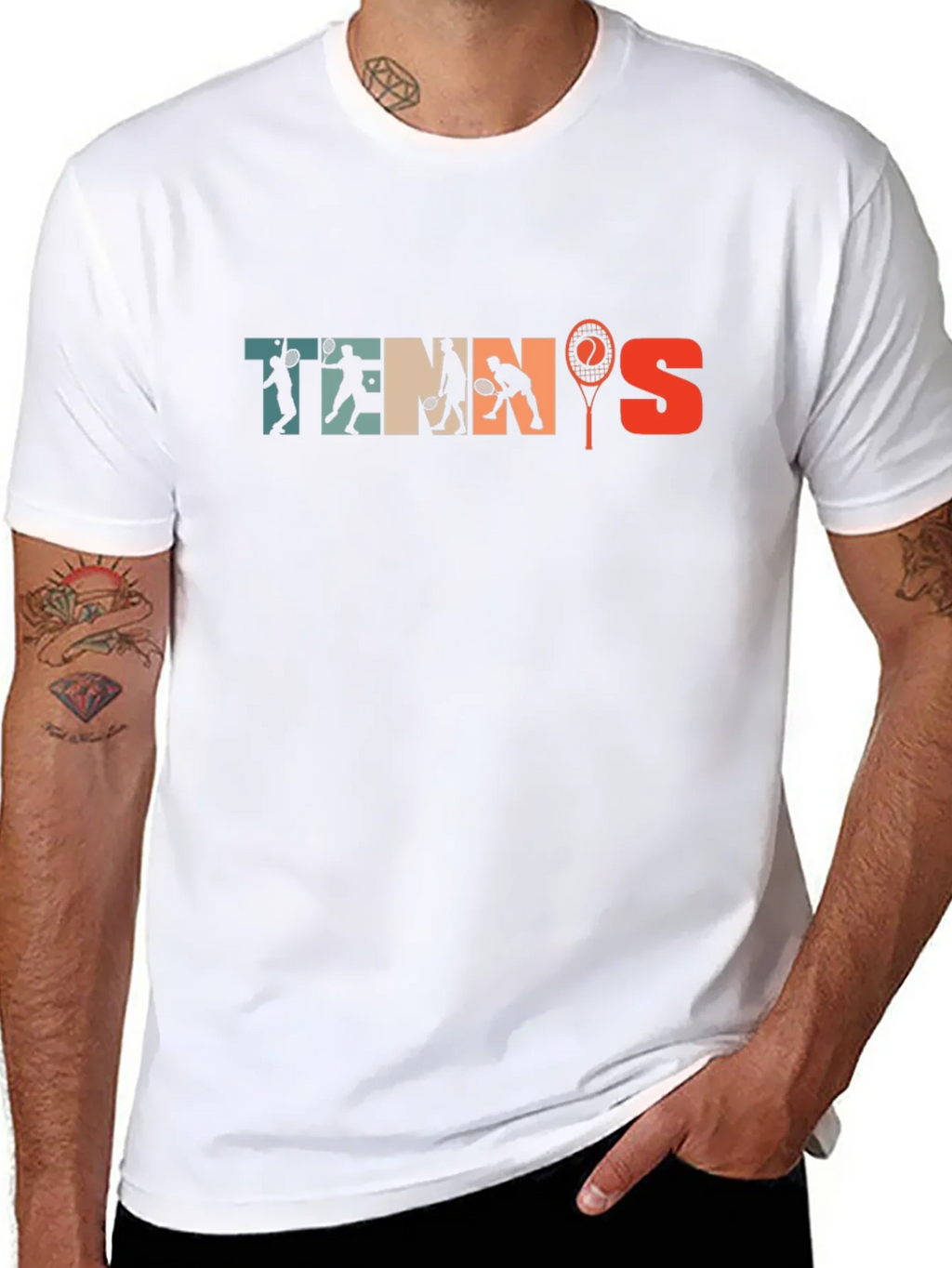 Retro Tennis Graphic Tee - Vintage Style Black T-Shirt product image 7