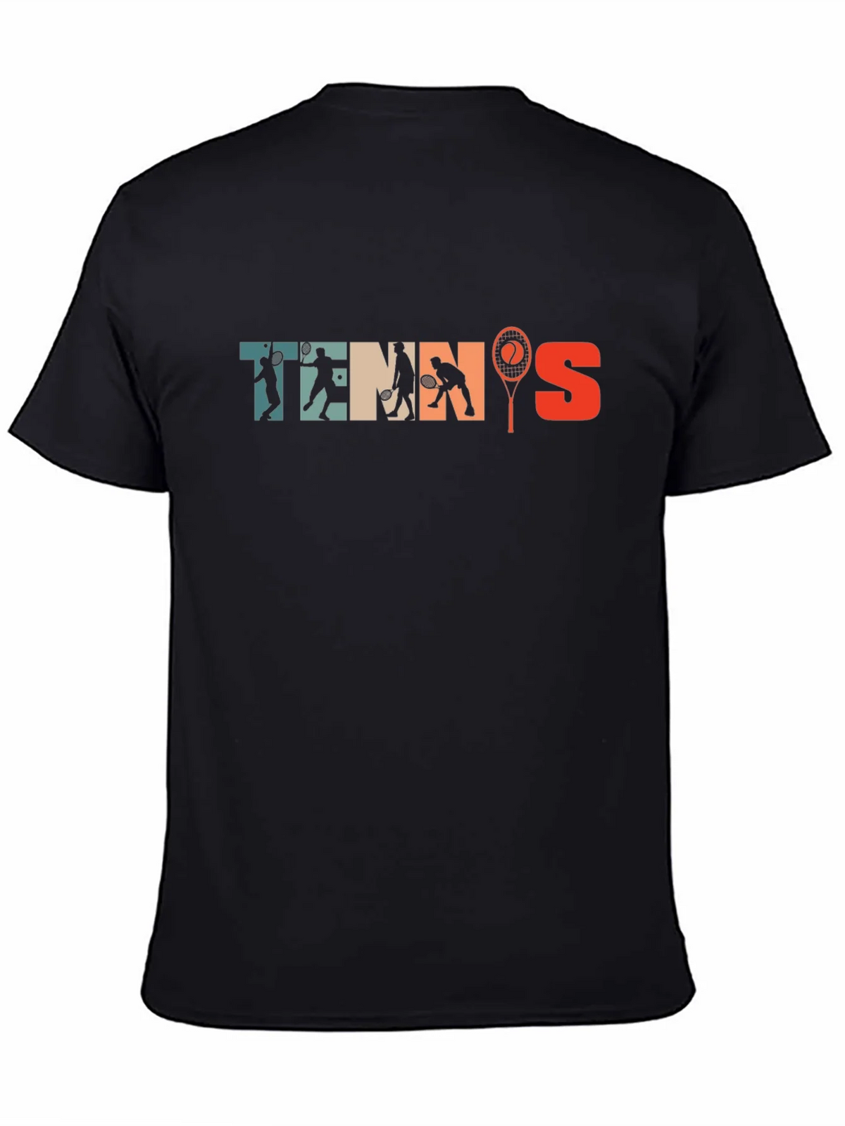 Retro Tennis Graphic Tee - Vintage Style Black T-Shirt product image 4