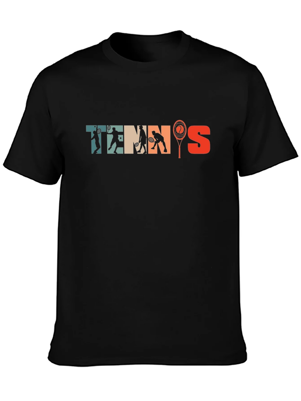 Retro Tennis Graphic Tee - Vintage Style Black T-Shirt product image 3