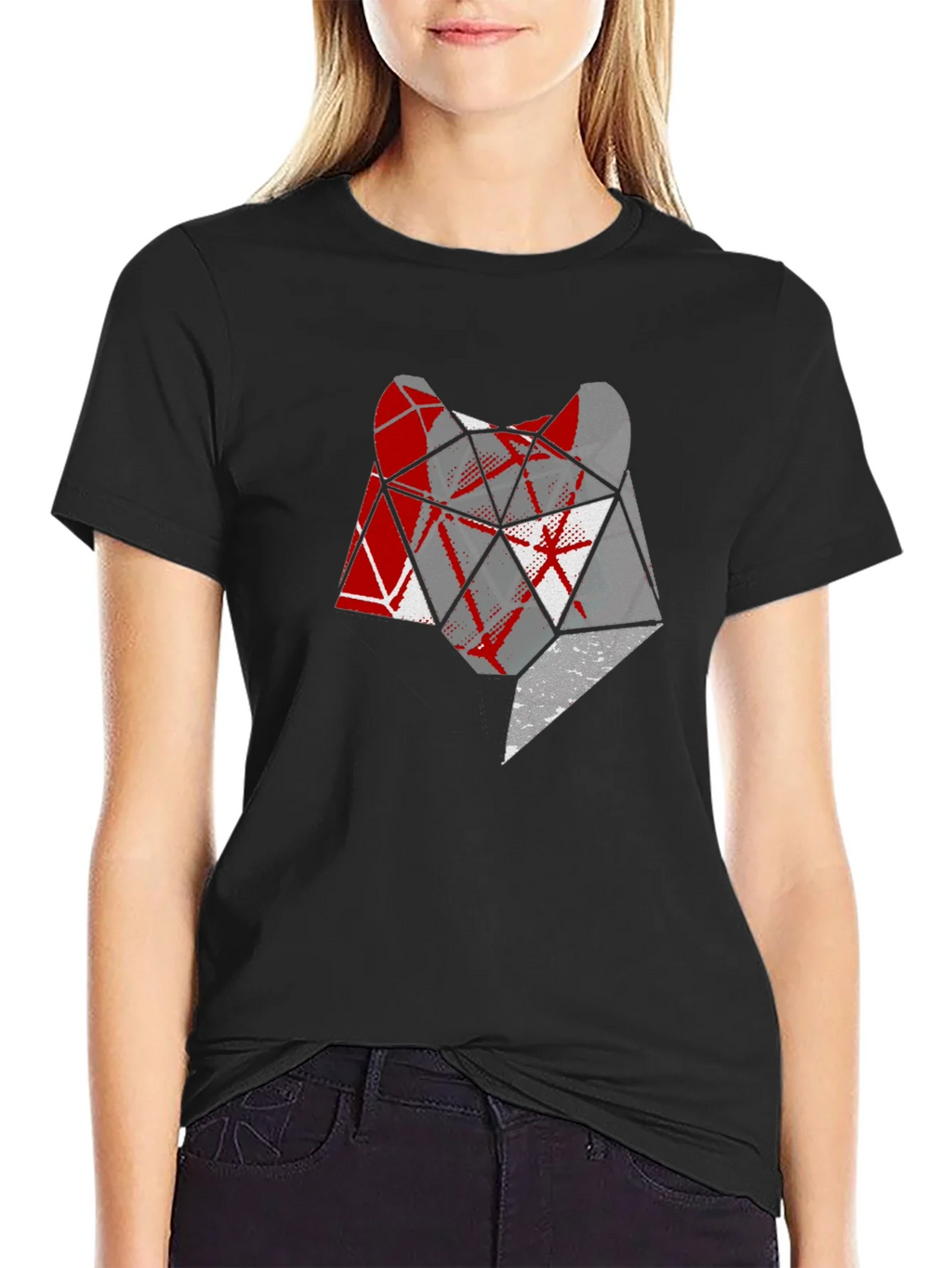 Geometric Wolf Head Graphic Tee product image 2