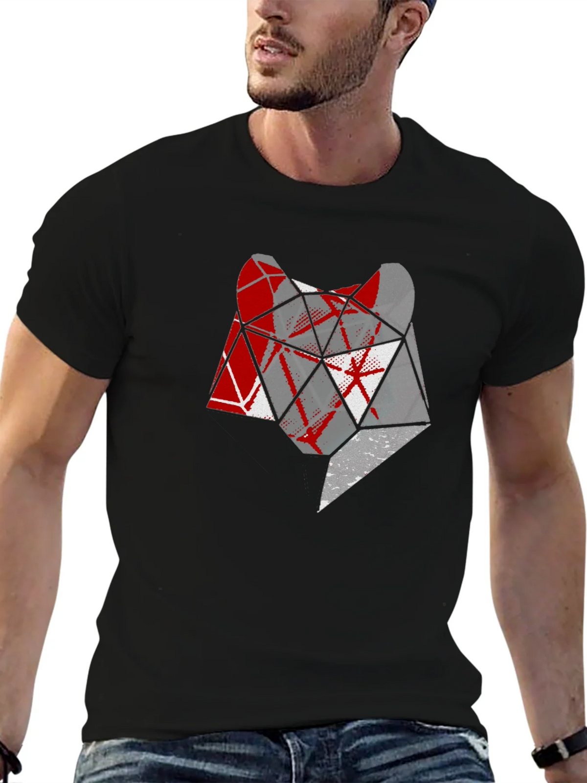 Geometric Wolf Head Graphic Tee product image 6