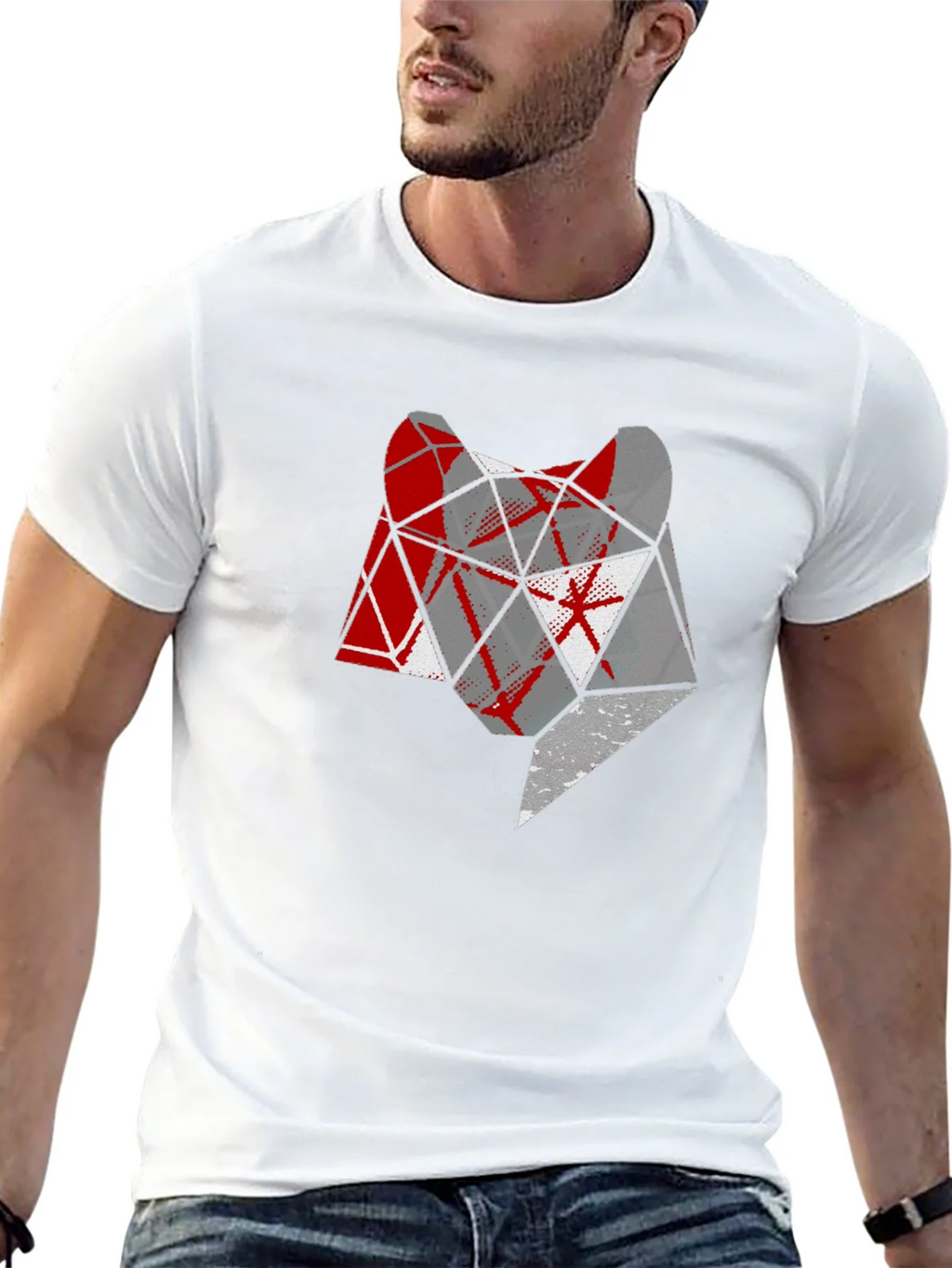 Geometric Wolf Head Graphic Tee product image 12