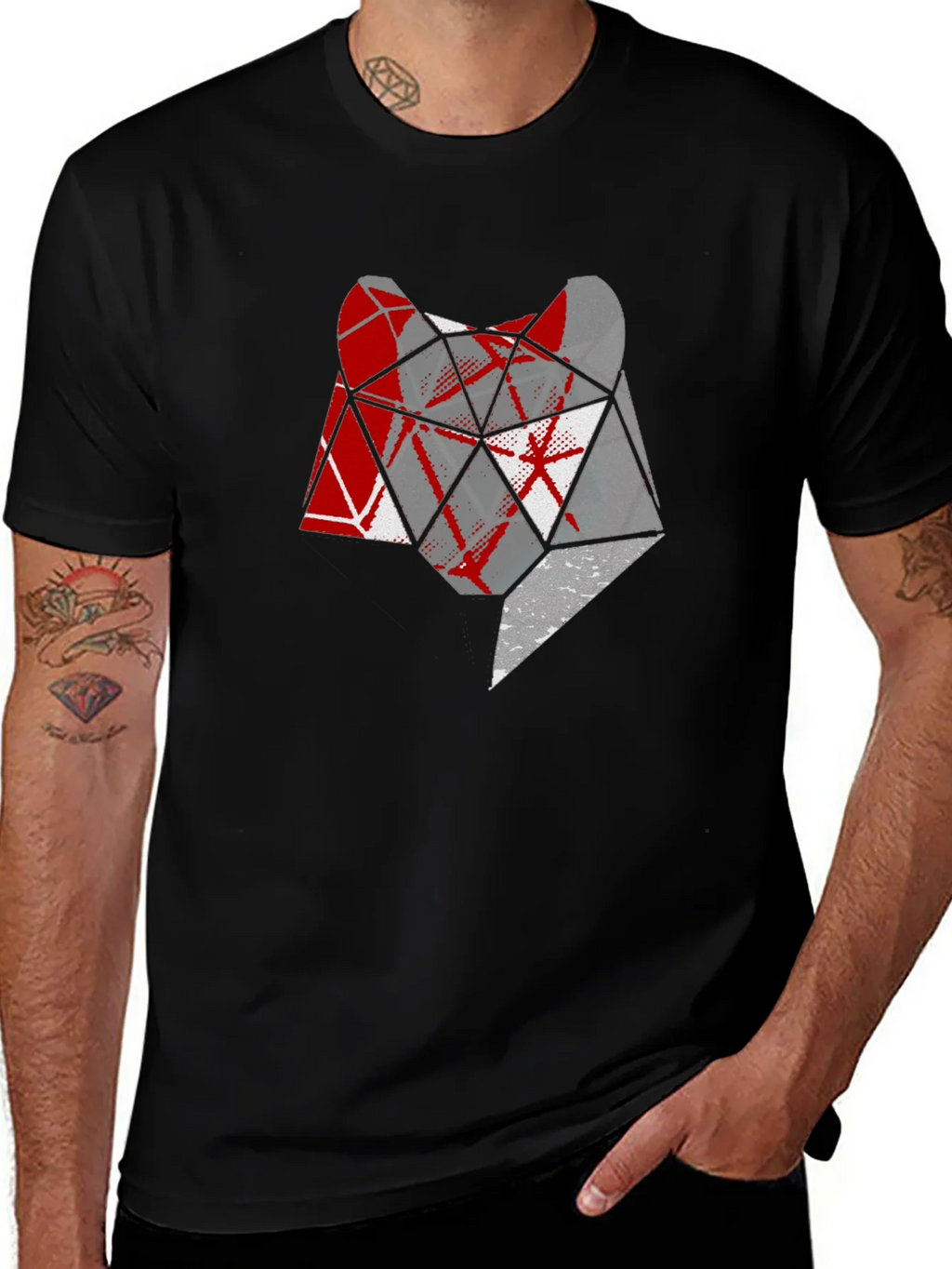 Geometric Wolf Head Graphic Tee product image 1