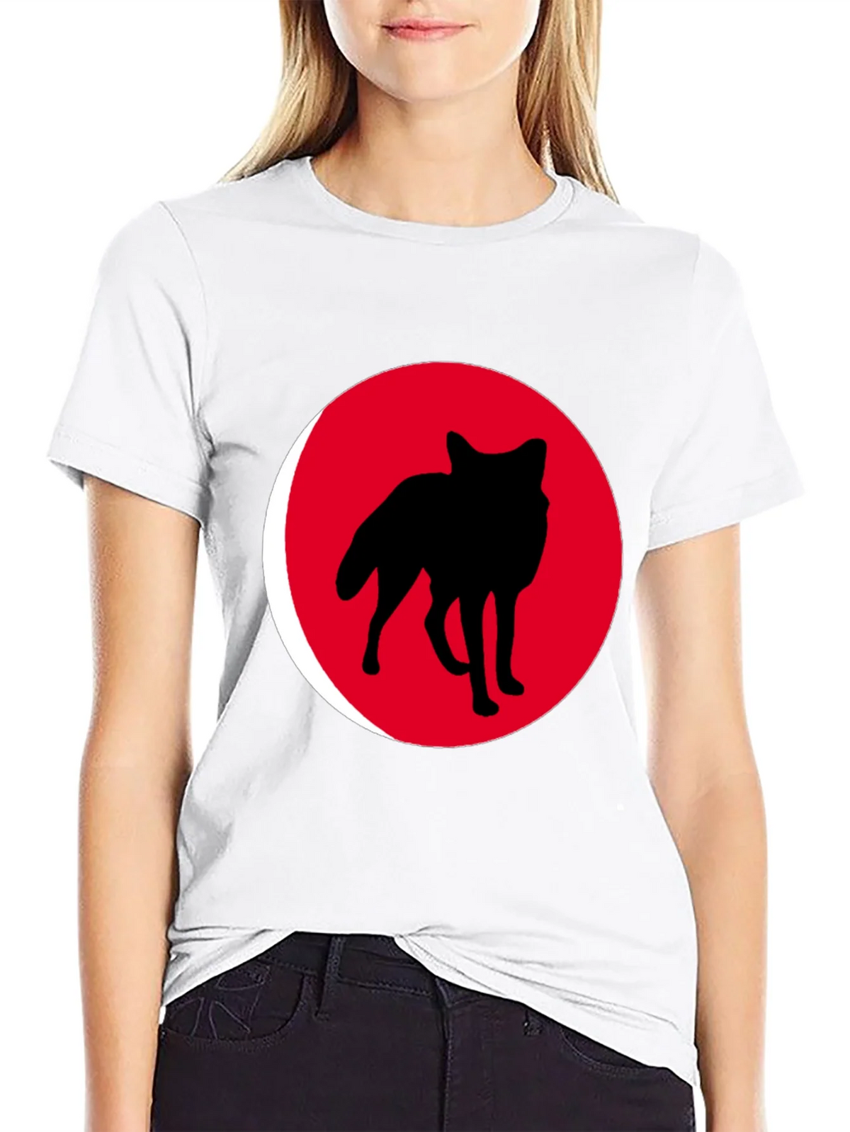 Red Wolf Silhouette Black T-Shirt product image 7