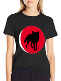 Red Wolf Silhouette Black T-Shirt product image 1