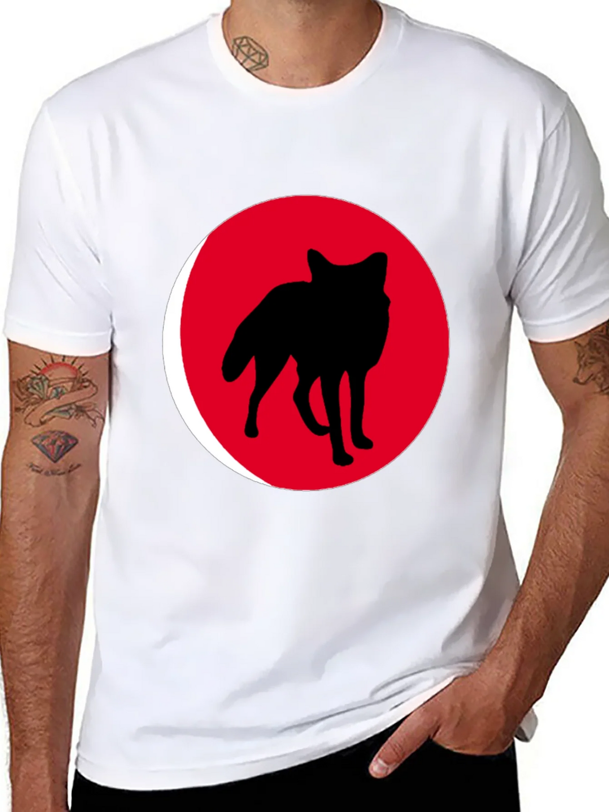 Red Wolf Silhouette Black T-Shirt product image 6