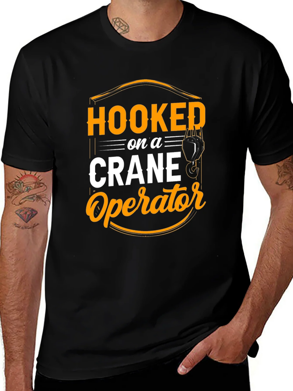 Hooked on Crane Operator T-Shirt - Black product image 1