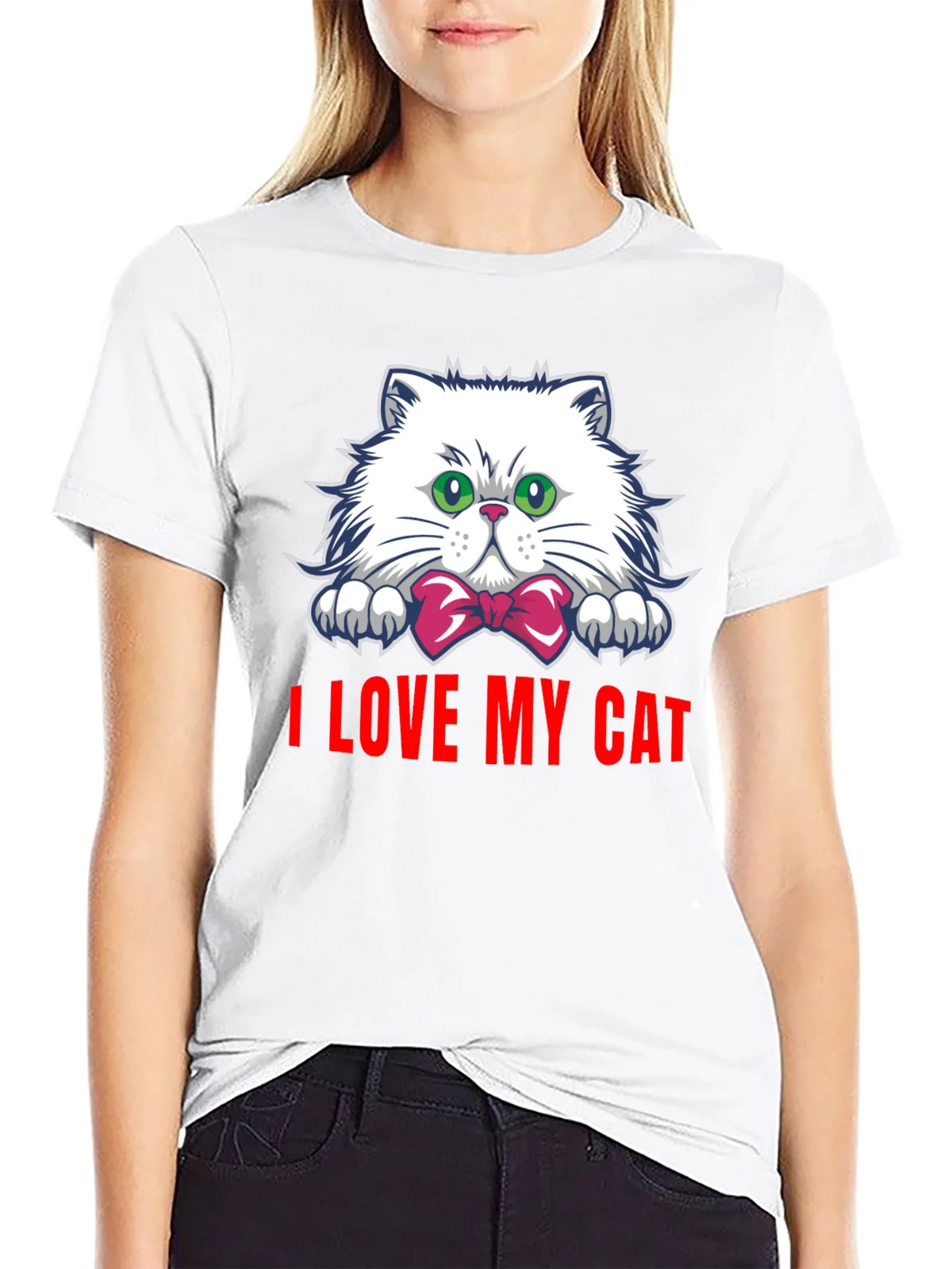 I Love My Cat Graphic Tee - Black Cotton T-Shirt product image 8