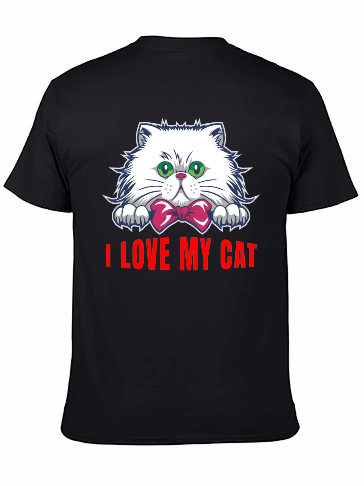 I Love My Cat Graphic Tee - Black Cotton T-Shirt product image 4